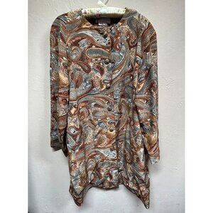 Vintage Balla Valentina For Vica Moda Womens 12/14 Paisley Silk Tunic Top Casual